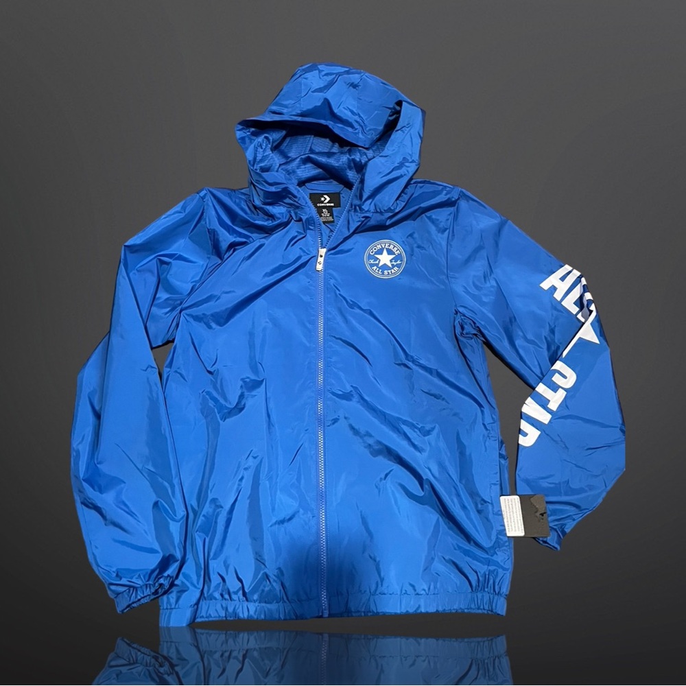 Converse Jacket Windbreaker XL 14-16 Youth  Zip Mesh Lining Logo Chest.